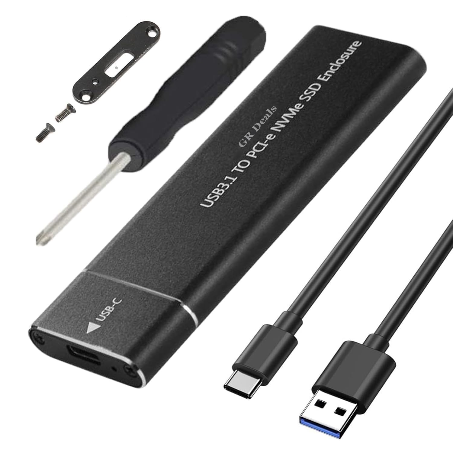 GR Deals M.2 NVME SATA SSD Enclosure Adapter, Portable Aluminum USB3.1 Type C Drive Enclosure External SSD HDD Box Case for 2230 2242 2260 2280 M.2 Nvme Ssd Case. (Black)-picture-25
