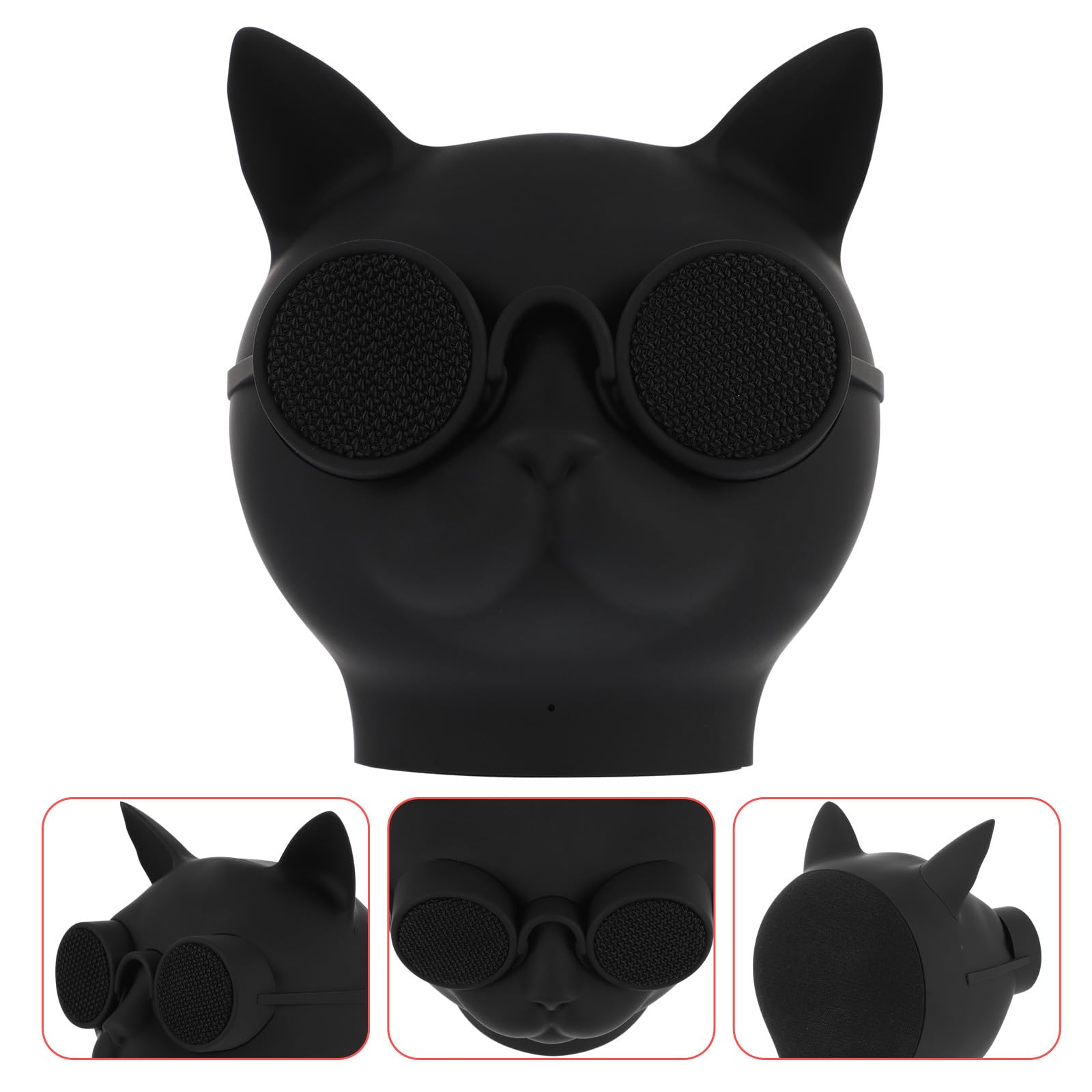 Altavoz Inalámbrico Pequeño Forma de Gato para Exteriores, Portátil y Multiusos, Diseño Plástico Negro, Altavoz Compacto con Conexión Inalámbrica para Hogar y Viajes