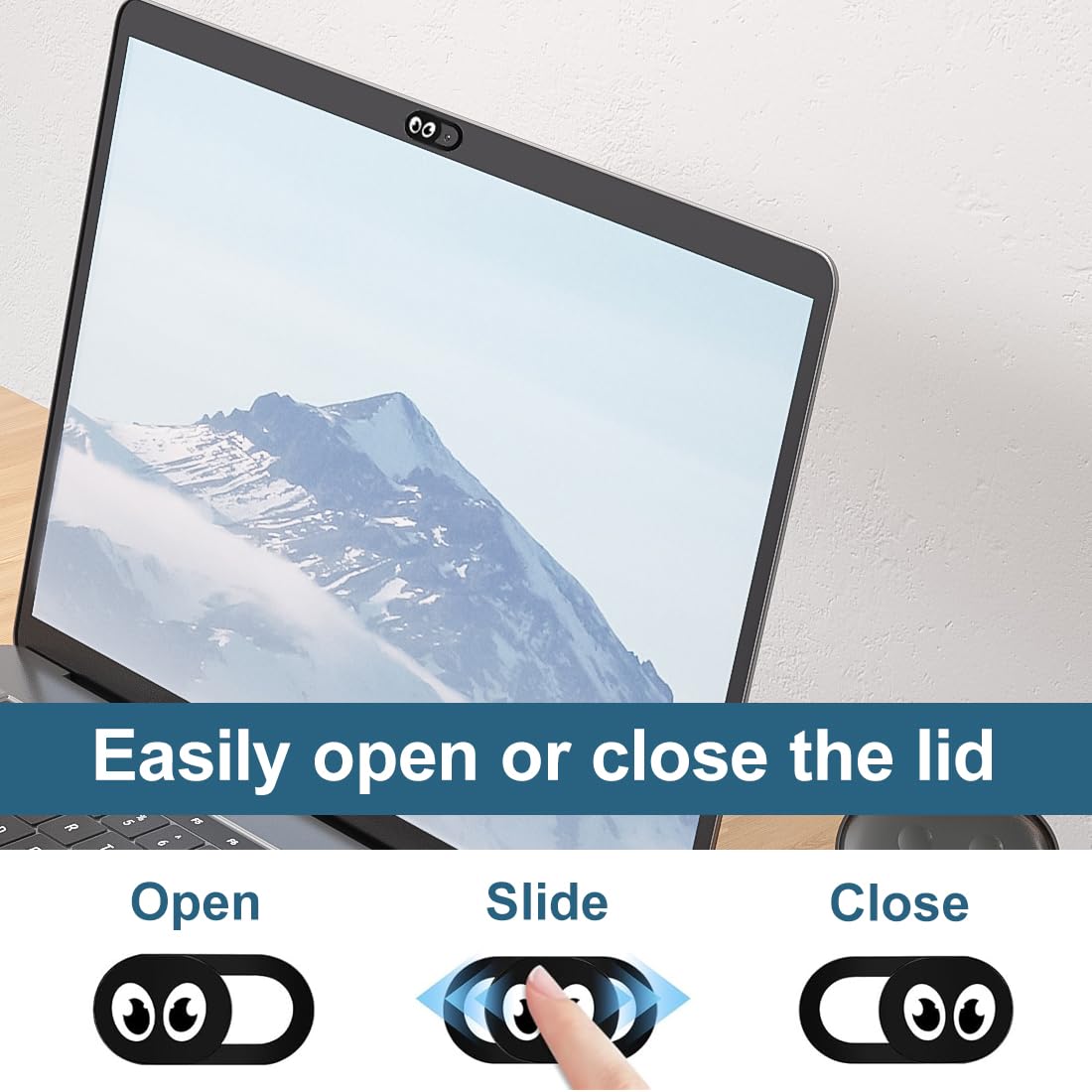 Copri Webcam 8 Pezzi, Copertura Slider Proteggi Privacy, Accessori per Laptop PC, Design Occhi, 0,7mm Ultra Sottile