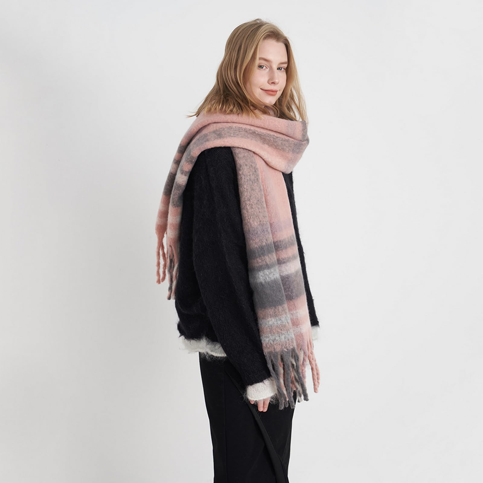 Foulard Donna Scaldacollo Invernale Classico Da Con Sciarpa Scozzese Retrò Calda