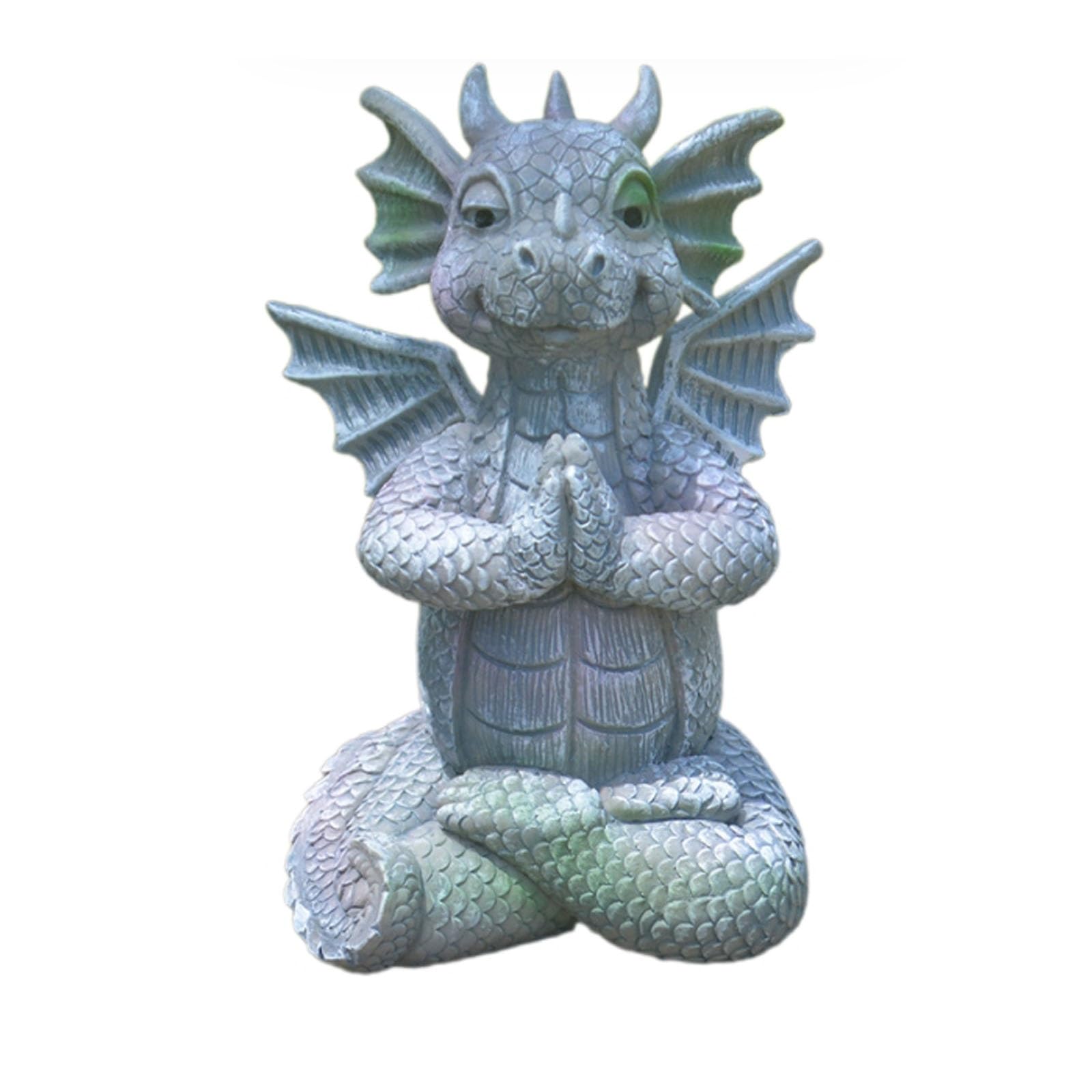Garden Dragon Statue Decor, Meditation Small Dragon Ornament, Resin Crafts Cute Meditating Dragon Outdoor Patio Home Decoration, Outdoor Sculptures Yard Art Dragon Sculpture Figurines for Lawn Park Ga