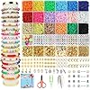 Redtwo Kit de fabricación de pulseras de 5100 cuentas de arcilla, cuentas planas para hacer joyas de amistad, cuentas heishi de polímero con dijes, regalos para adolescentes, niñas, manualidades para