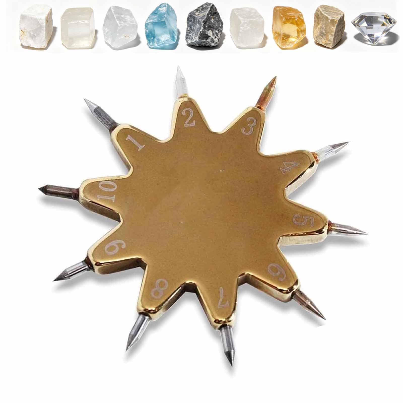ZephPerton 1-10 Scratch Tester, Mohs Hardness Test Kit With Gold Ten-pointed Star Design, Mohs Hardness Picks, Quick Testing And Easy To Operate For Gem Jade Jewelry Rock And Mineral Testing