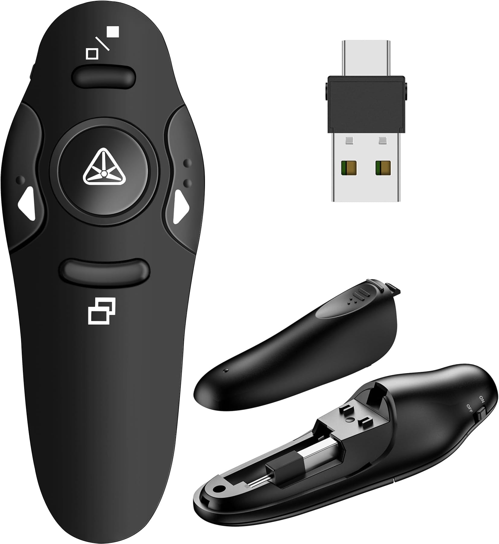 - Presentation Remote Clicker, USB A & USB C Wireless Presenter for PowerPoint Presentation Remote, RF 2.4GHz Slide Advancer for Mac, Keynote, Computer, Laptop