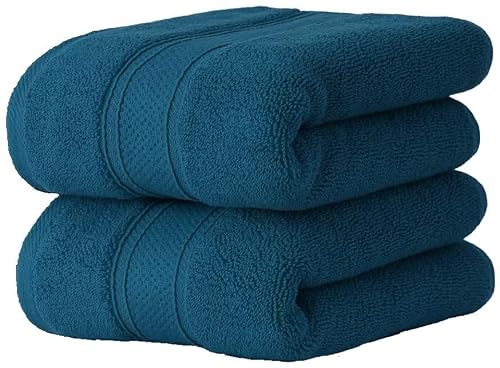 WovenWonder 2x Hand Towels 100% Egyptian Cotton (50x80cm, 800GSM) Hotel Quality & Highly Absorbent Luxury Extra Large Soft Hand Towel Set (Blue Lagoon)