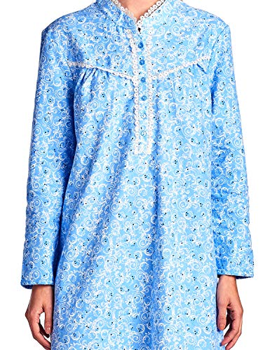 Ekouaer Women's Nightshirt Long Sleeve Button Down Nightgown V-Neck Sleepwear Pajama Dress