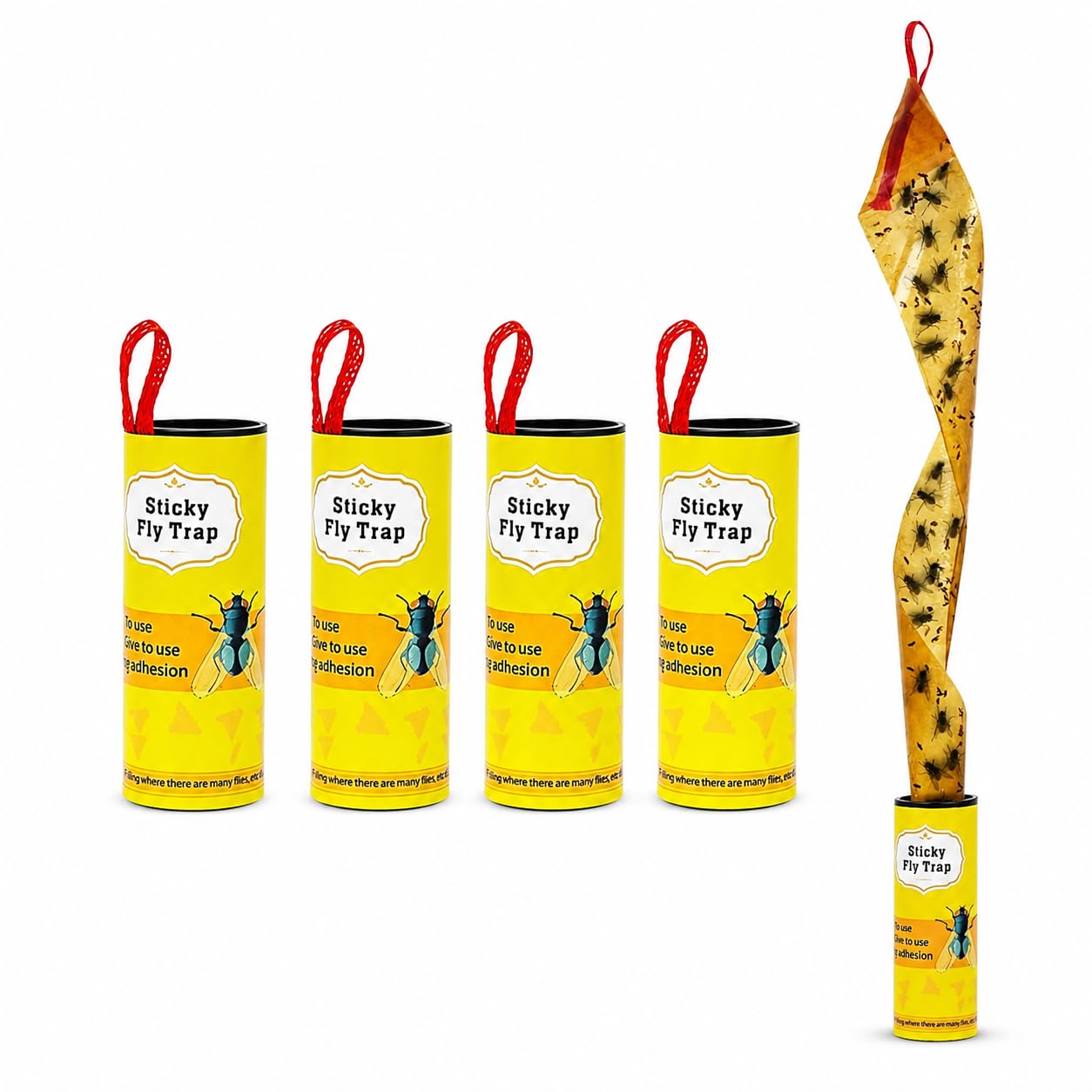 Fly Sticky Trap Ribbon Strip Tape, Fly Paper attractant, Super Sticky Hanging, Adhesive Rolls for Fruit Flies, Bug, Insect, Pest, Mosquito, Plant, Home, Non-Toxic & Disposable, Pack of 4-image-33