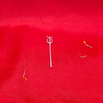 Pure Silver Trishul for Lord Shiva, Maa Durga, Pooja Ghar (Size : L- 6.5cm * W-1cm * H-0.2cm | Weight : 1.6gm Approxe)