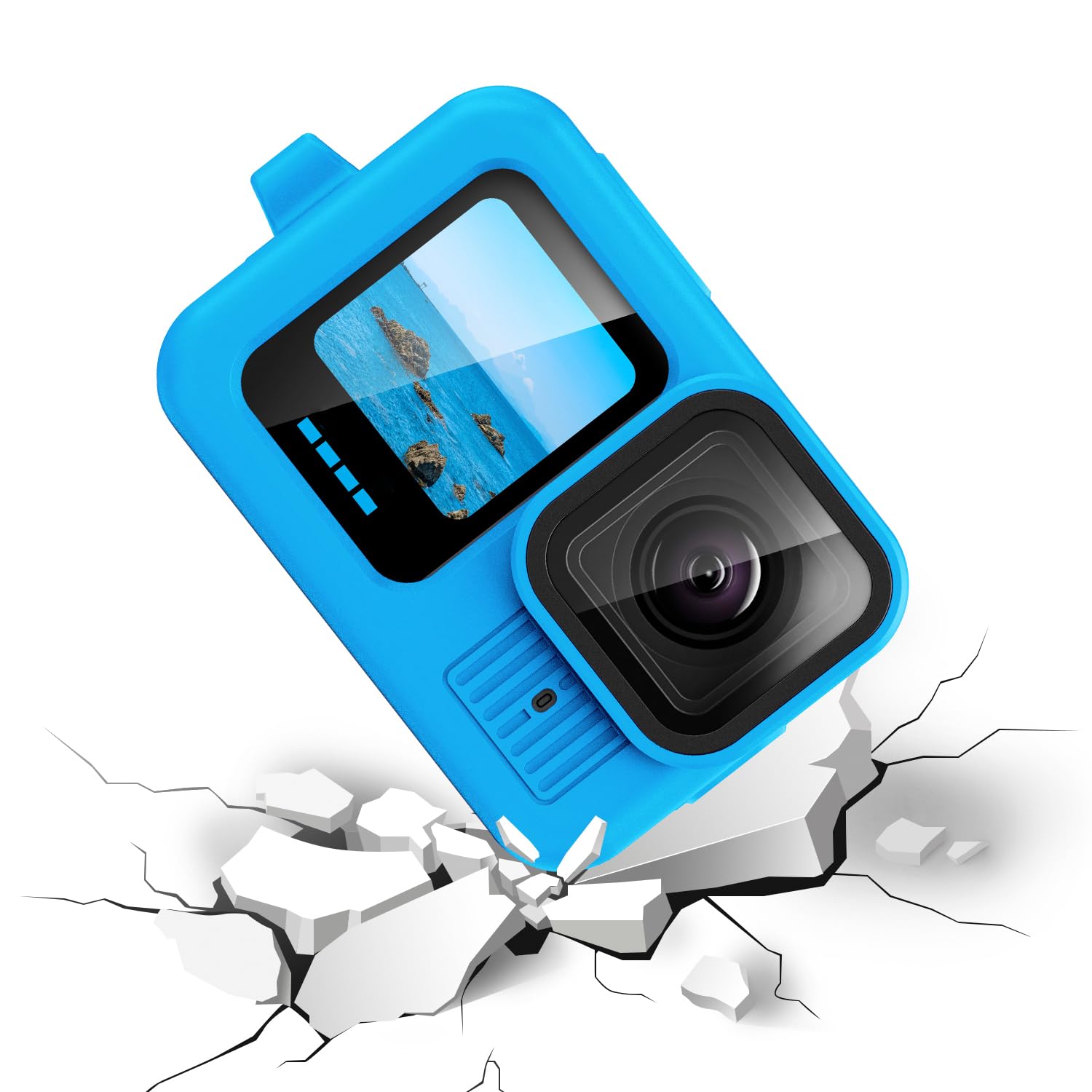 Cover in Silicone per GoPro Hero 13 Black Custodie di Protezione Copriobiettivo Coperture Laterali Cordino per Action Camera Kit Accessori (Blu)
