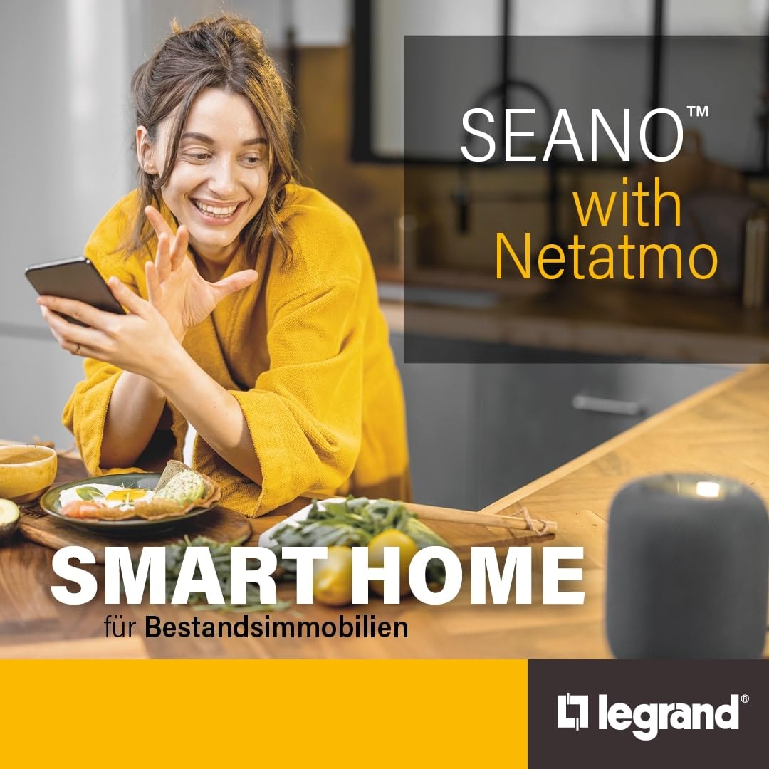 LEGRAND, SEANO with Netatmo 765733 nadajnik ścienny - 1-drożny, 1 dźwignia zmiany biegów, stan baterii LED, bateria 3 V (żywotność 8 lat), mocowanie na każdej powierzchni, Smart Home, kolor: