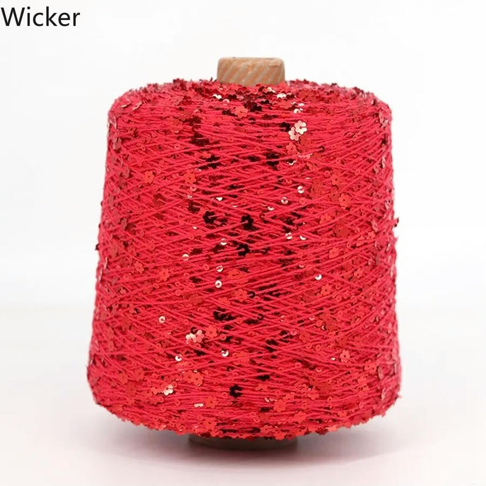 LIUXIN Hilo de algodón de fantasía de 500 g, Hilo de Tejer con Lentejuelas de 6 mm/3 mm, Hilo Ideal para Combinar con Otros Hilos, 1400 m