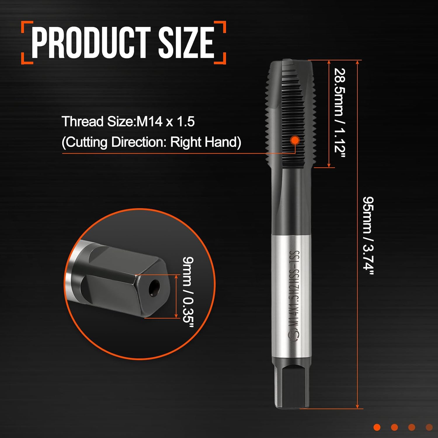 M14 x 1.5 Spiral Point Tap - M35 High Speed Steel Metric Right Hand Thread Tap TICN Finish Screw Thread Milling Machine Taps Threading Tapping