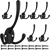 IBosins 7 Pack Heavy Duty Triple Prong Coat Hooks Wall Mounted - Rustic Retro Hooks Hold 25 lbs Coats Bags Towels