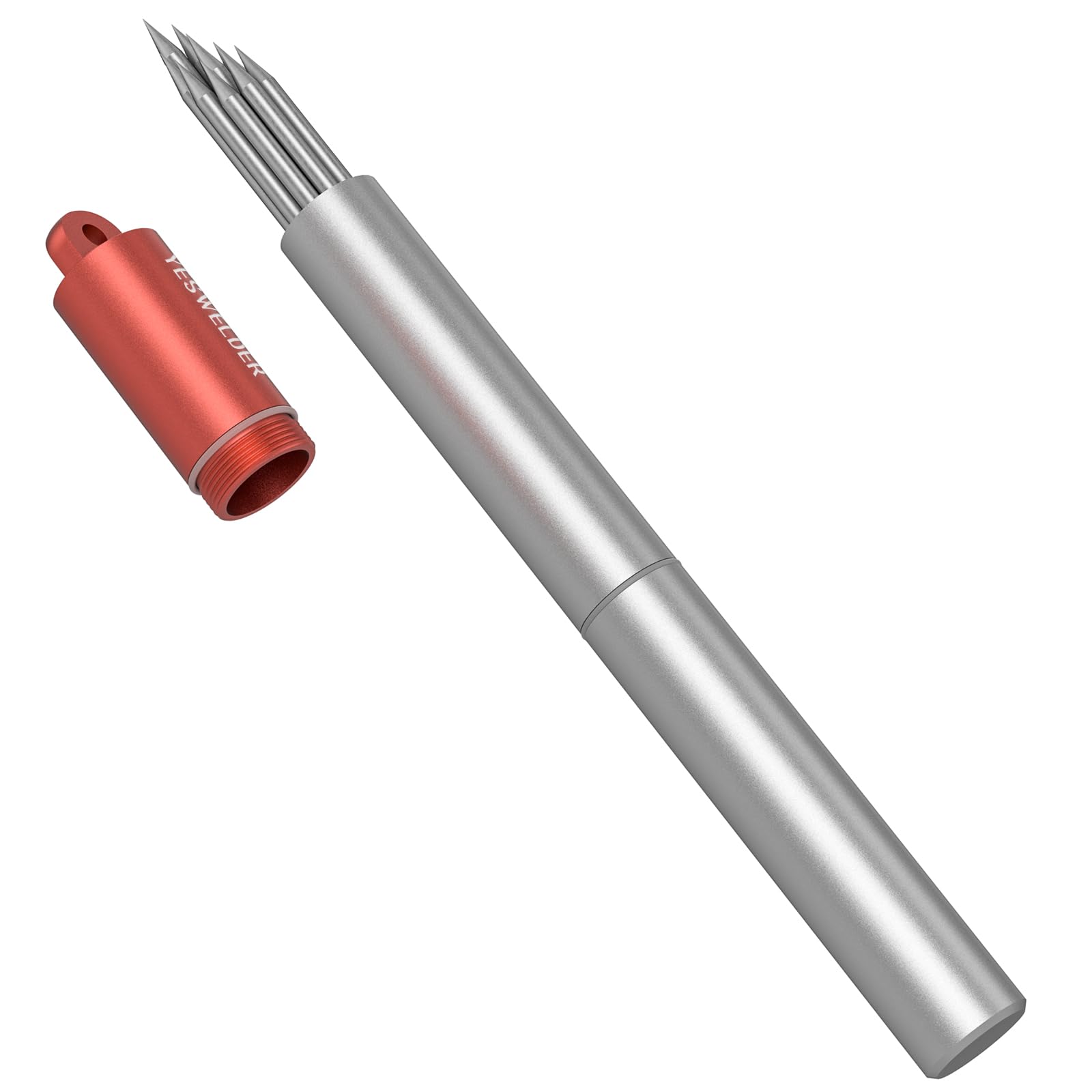 YESWELDER TIG Tungsten Electrode Pre-Sharpened Welding Tungsten 1/8" x 7" (Red, WT20/EWTh-2) 10-pk