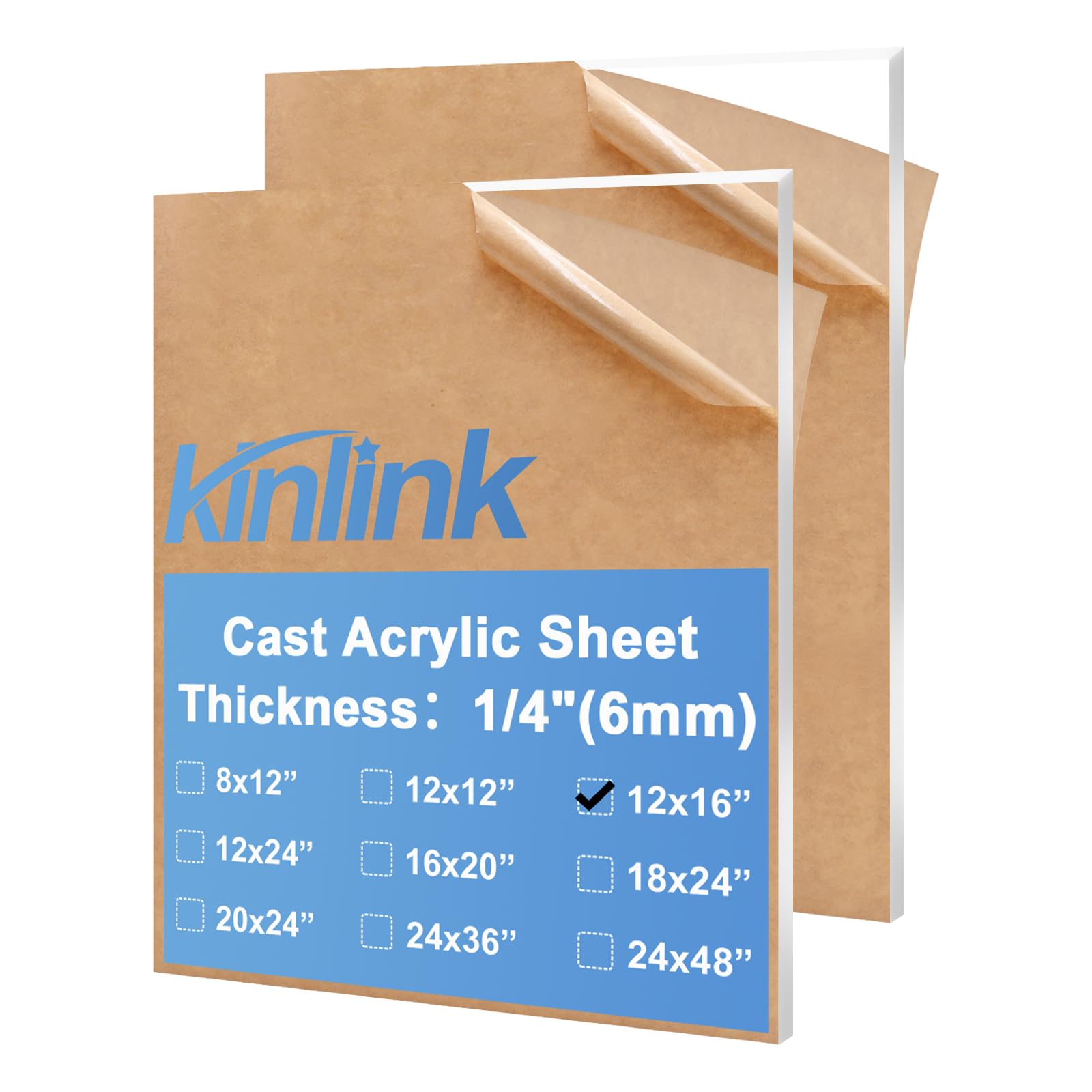 Clear Acrylic Sheets - 2 Pack 12x12 -12