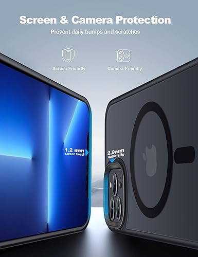 Miniatura 4 de Funda para iPhone 13 Pro con diseño previsto para MagSafe resistente a las caídas de 10 pies, con sensación de piel mate, cubierta trasera, llaves