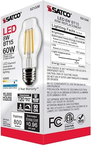 Miniatura 8 de Satco 6Pk 8w BT15 LED 5000K base mediana regulable - 60w equiv