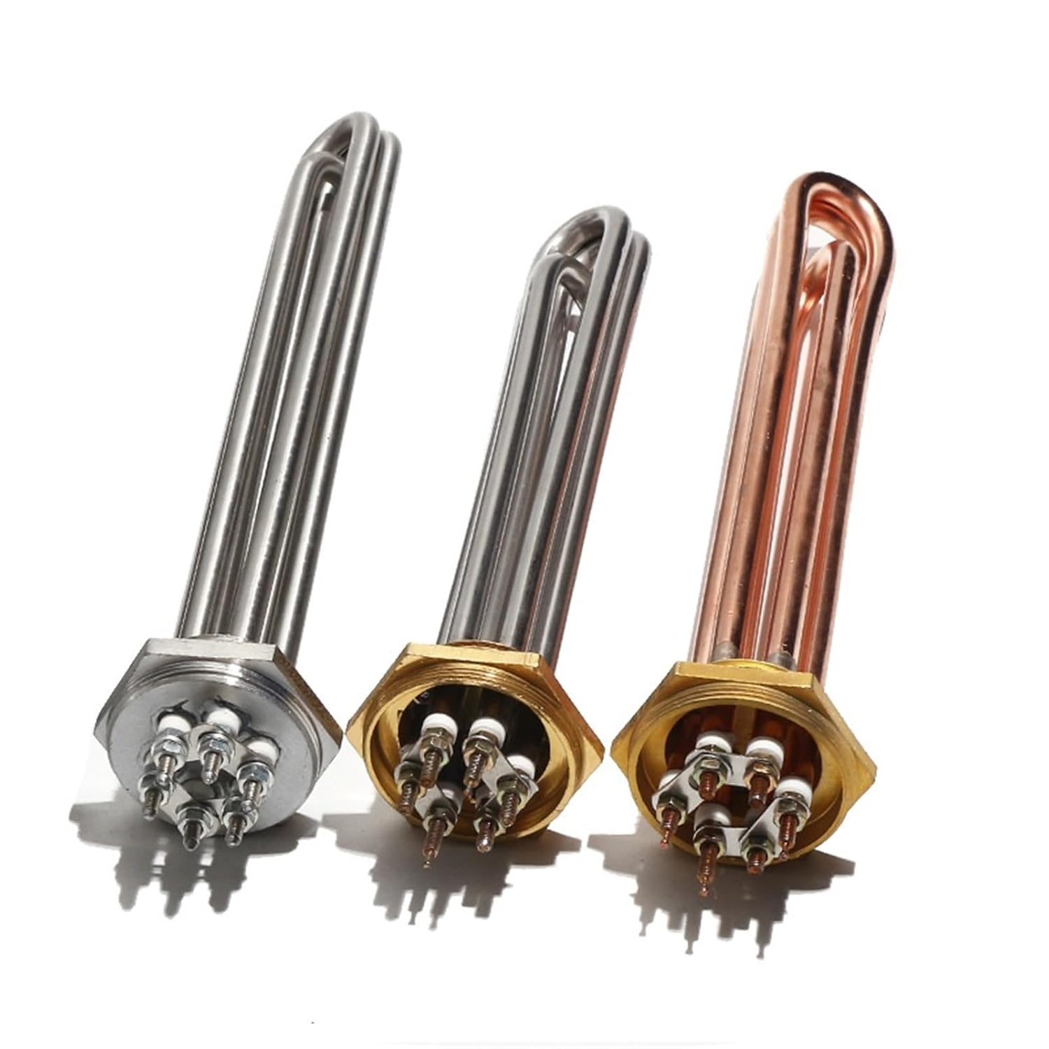 DN40 G1 1/2 Inch Electric Copper Heater Element 220V 380V 3KW 6KW 9KW 12KW Industrial Heating Resistance 1Pcs(304SUS x Copper,110V_9KW 285MM)