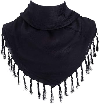 Cotton Scarf Military Shemag Arab Tactical Desert Keffiyeh Thick Headneck Scarf Wrap for Men Women 43"x43", Black, free