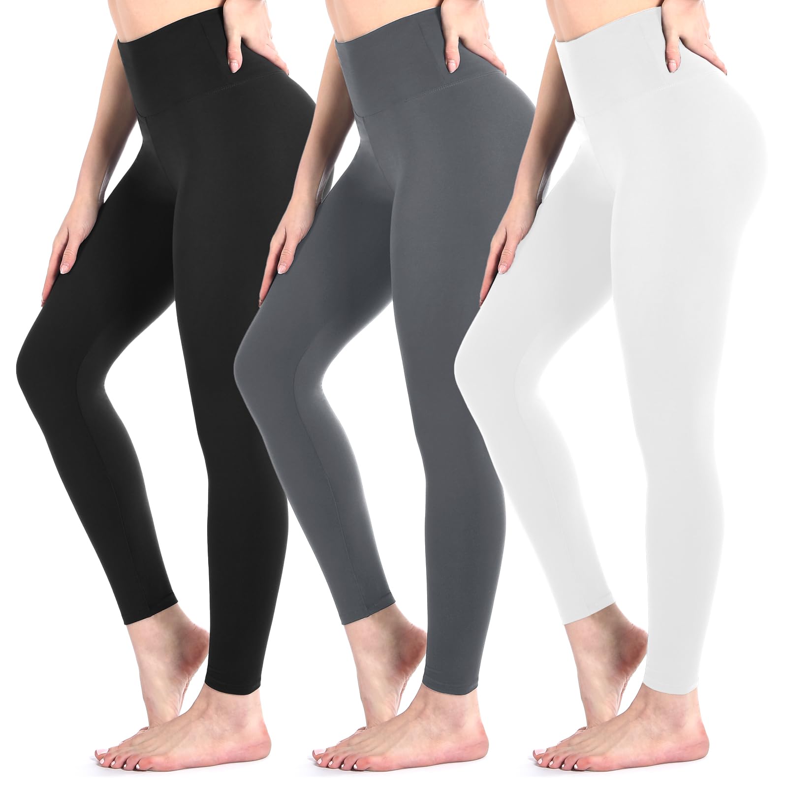 3 Pack Black Leggings for Women, High Waisted Buttery Soft Leggings for Workout Running Yoga — view 10