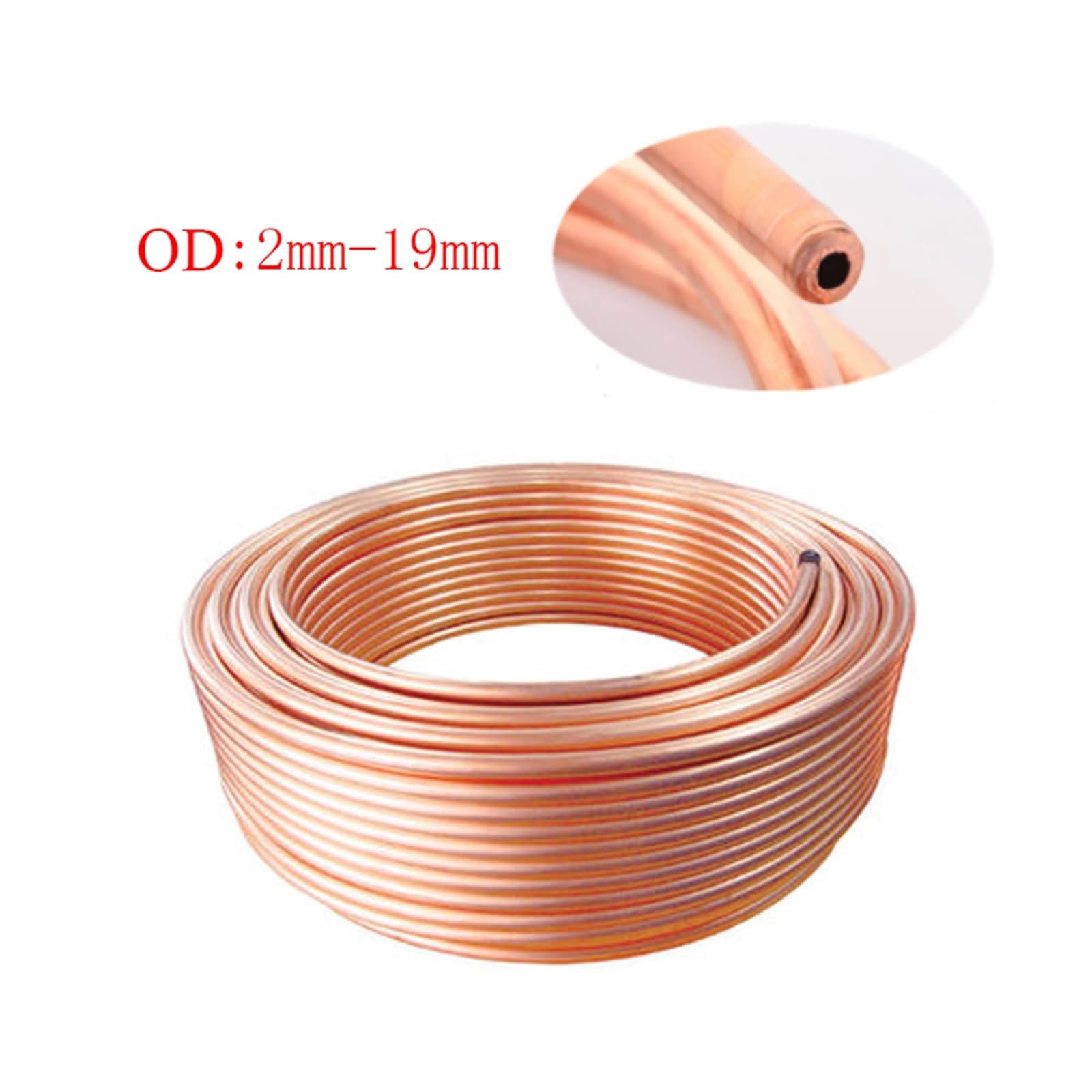 1 m/3 m OD 2 mm-12,7 mm Cewka miedziana/Węże chłodnicze klimatyzacji/Rury miedziane z miękką cewką T2 (Color : 1 Meter, Size : OD 10mm x T 2mm)