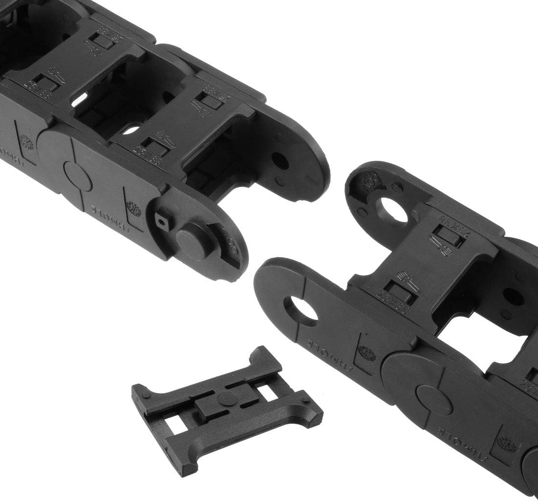 uxcell Drag Chain Cable Carrier Open Type with End Connectors R55 25X38mm 1 Meter Plastic for Electrical CNC Router Machines