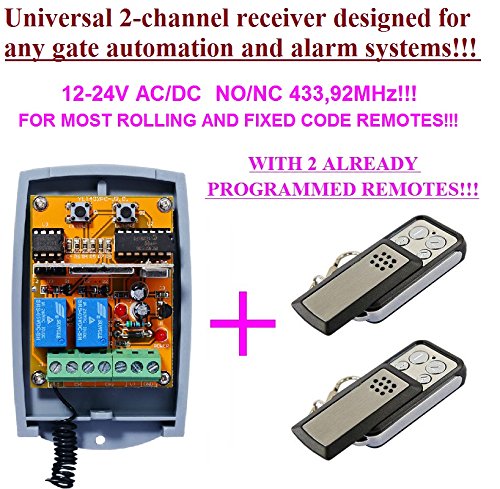 Preisvergleich Produktbild Lernfähiger Universal 433Mhz Funk Empfänger Fernbedienung DC 12-24V + 2 sender
