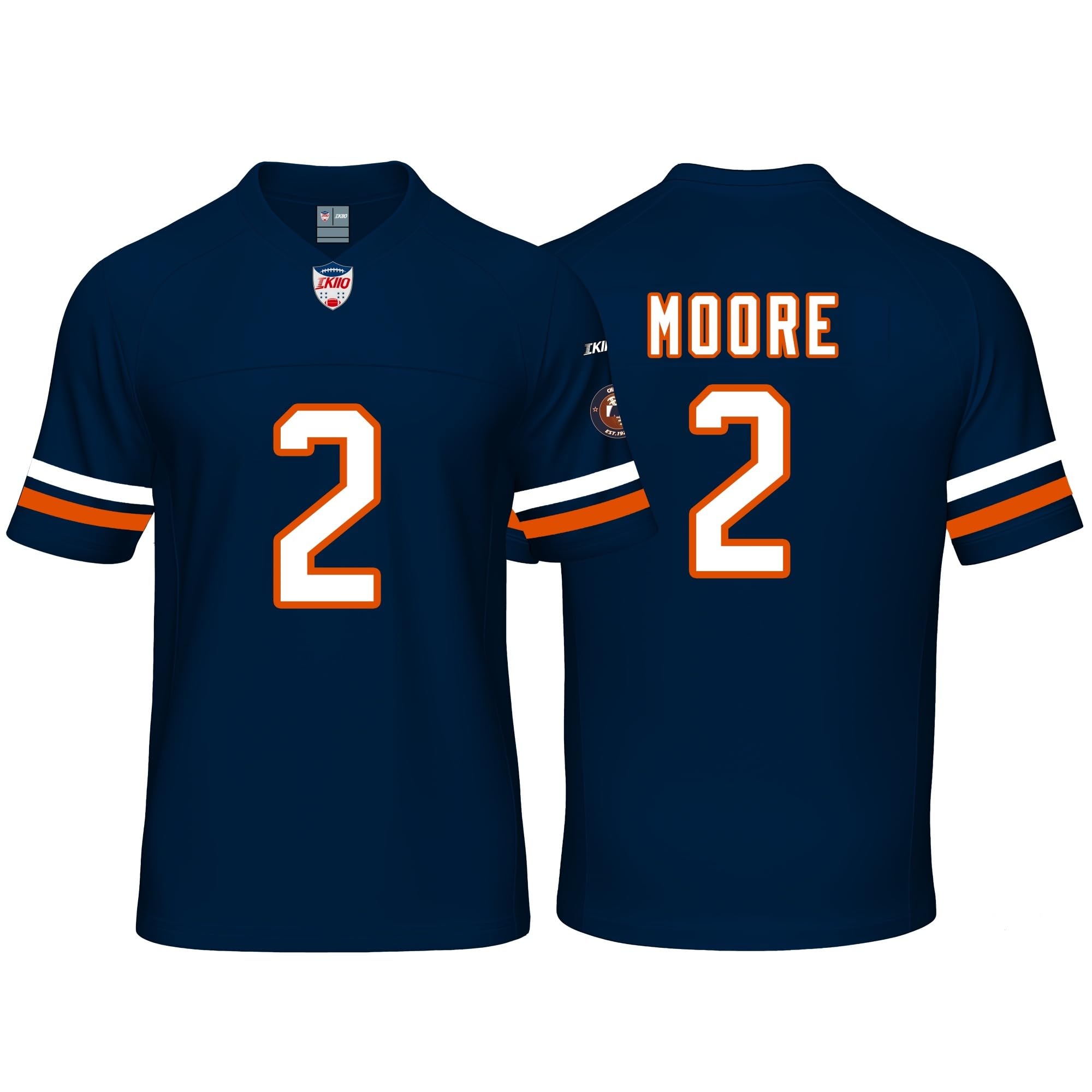 Custom Mens/Youth Football Stitched T-Shirt for Sports Fan Navy No Brand/Logos