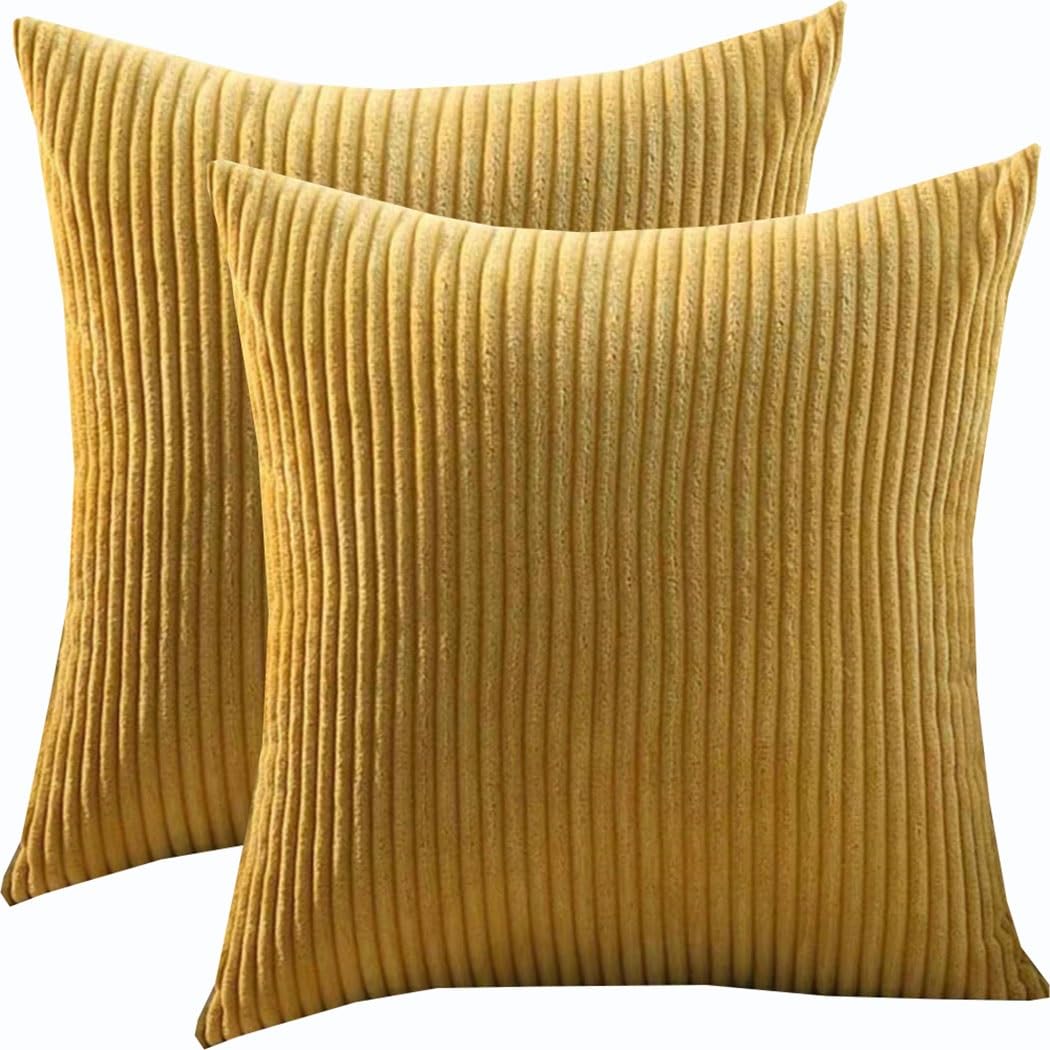 Swj-Swjssb Earthy Yellow Super King Size Pillow Cases 80X80 70X70 Cm, Set Of 2 Square Extra Large Cushion Covers,Soft Pillow Covers With Invisible Zipper Decorative Pillowcases For Sofa Couch(,50X50 Cm)
