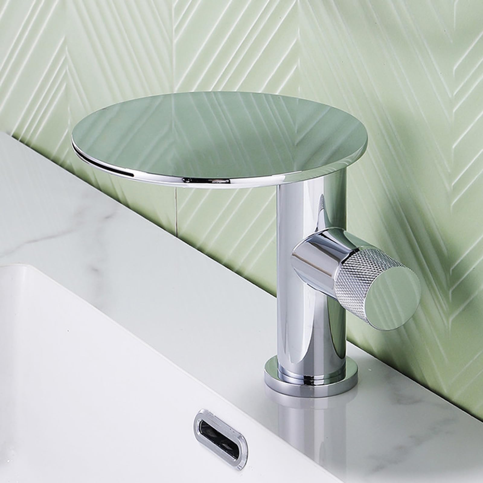 ANVLOJRIH Waterfall Bathroom Basin Mixer Tap, Hot and Cold Brass Basin Taps Mixer Waterfall Bathroom Sink Tap for Washbasins Chrome