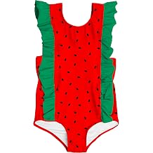 RAISEVERN Baby Girls Swimsuit Ruffles Bathing Suits Cute Beach Sport Swimming Backless Summer One Piece Swimwear 2-7 Years