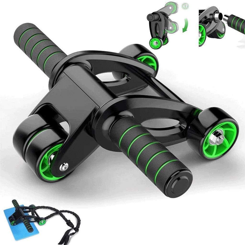 AB Roller Wheel for Abdominal Exercise 4 Wheel Foldable Abs Roller for Women and Men with Knee Pad Resistance Band Abdominal Muscle Training Wheel