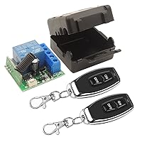 Vista 1 de DieseRC Interruptor de control remoto inalámbrico universal de 433 Mhz, CC 12 V, 1 canal, módulo receptor de relé RF con 2 transmisores, interruptor