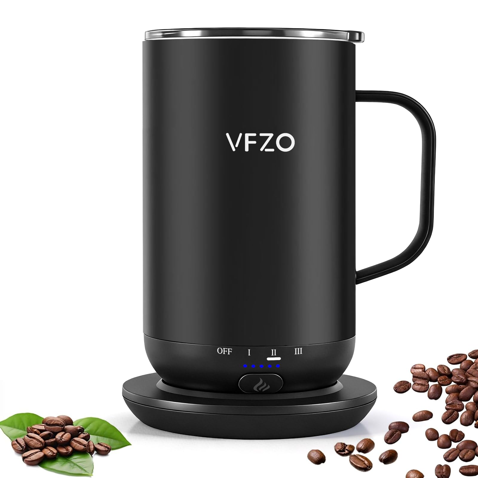 VFZO 18oz large capacity heated coffee mug in black