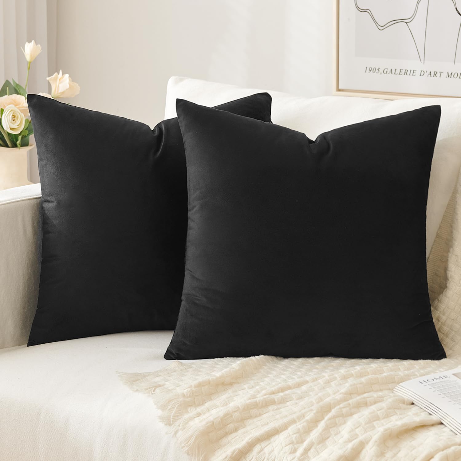 Slozzi 2er Set Samt Kissenbezüge Haushalt Dekokissen Dekorative Kissenhülle Weich Sofakissen für Sofa Schlafzimmer Wohnzimmer