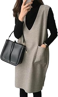 【1/2style】レディース ジャンパースカート Vネック ニット タイト ポケット付き 通勤 オフィス