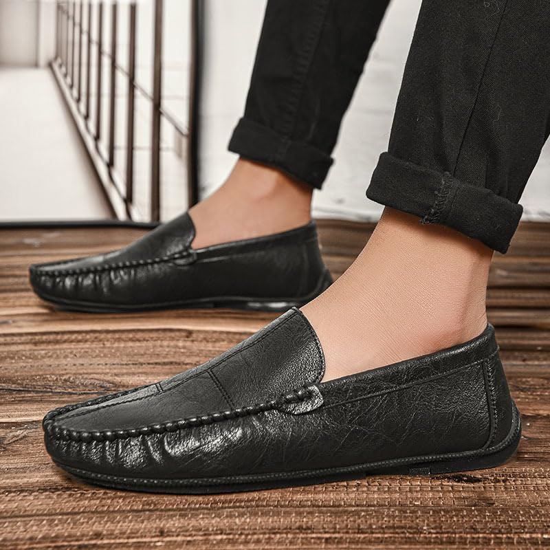 Mens Loafers Shoe Vegan Leather Stitching Details Apron Toe Driving Loafers Flexible Slip Resistant Anti-Slip Outdoor Slip-ons3
