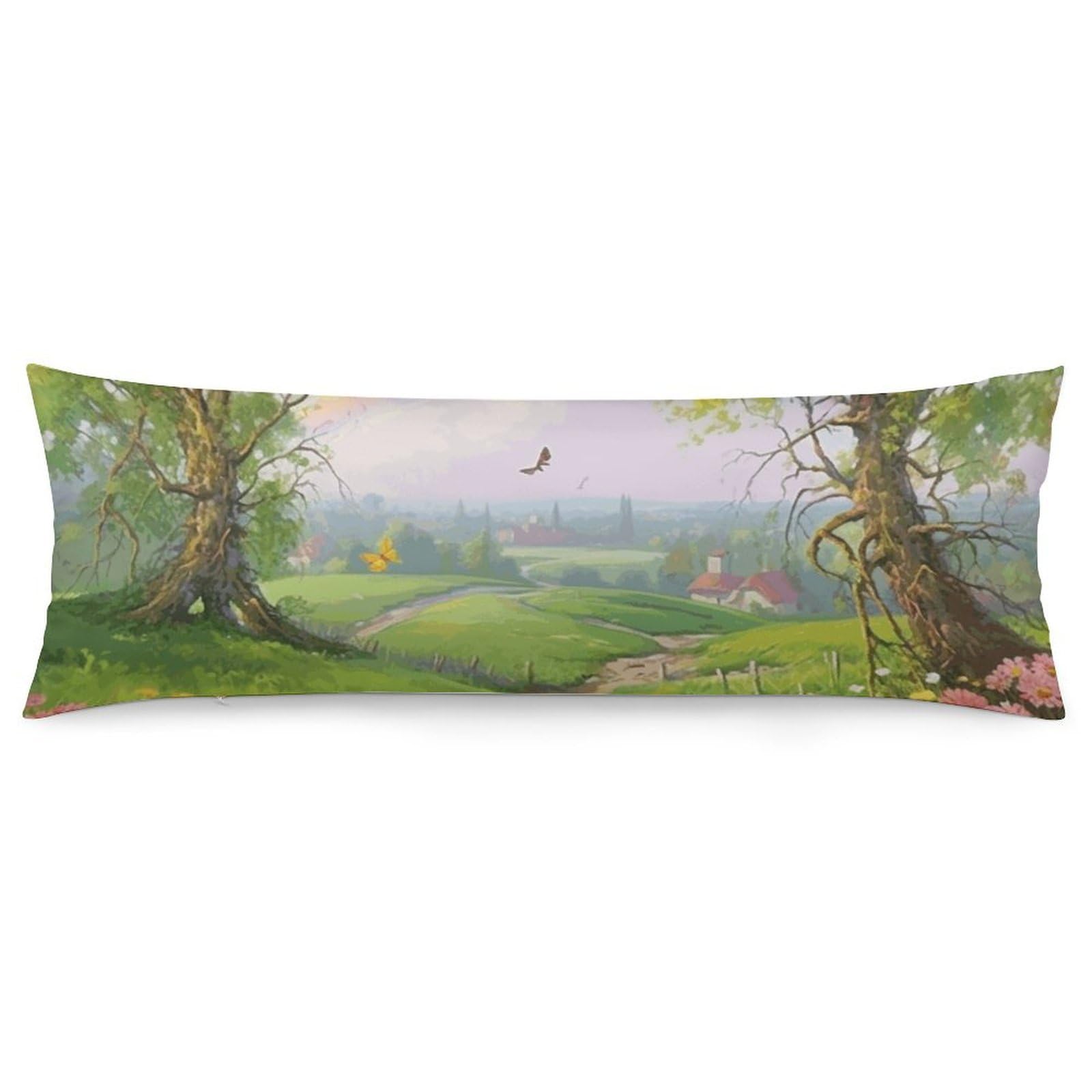 2 Pack Pillow Cases for Hair and Skin, Soft Breathable Pillow Case Covers with Hidden Zipper, Spring Landscape Pillowcase 20"x54" Pillow Covers for Sleeping Gift