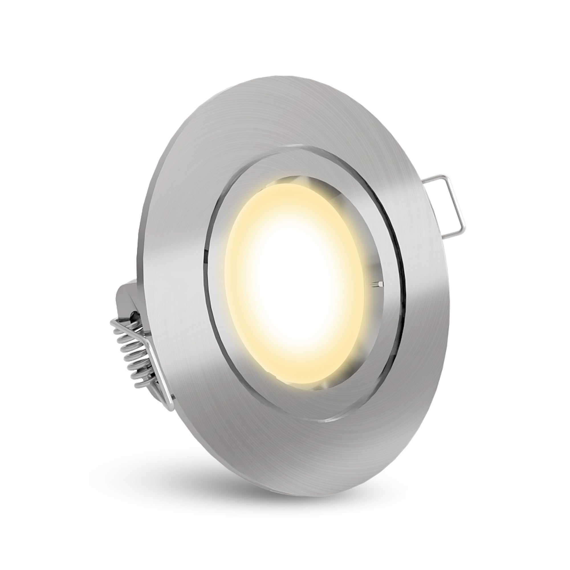 linovum LED Einbaustrahler Set Edelstahl Optik gebürstet rund LED GU10 6W LumiFLEX Lichtfarbe warm/neutral/kalt 230V Einbauleuchte Anschluss ohne Trafo inkl. GU10 Fassung