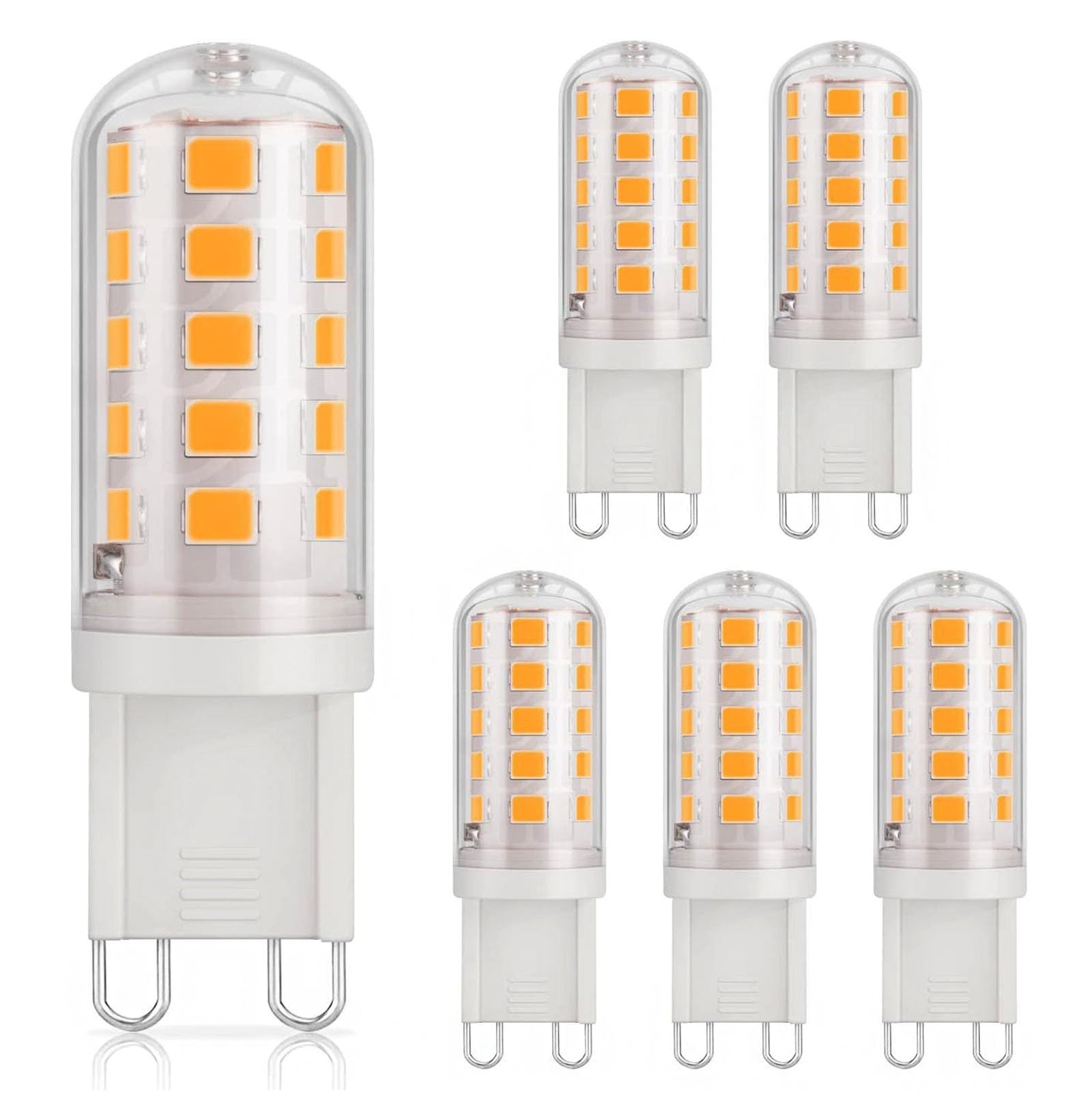 Lampadina LED G9 3W equivalenti 30W Risparmio energetico Senza sfarfallio Per lampadari plafoniere lampade da tavolo per uso interno casa e ufficio (non dimmerabile)(Warm White 3000K,5pack)