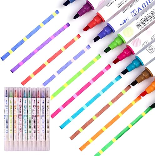 Gullor 10 rotuladores mágicos, rotuladores de doble punta intercambiables de color, bolígrafos fluorescentes de color