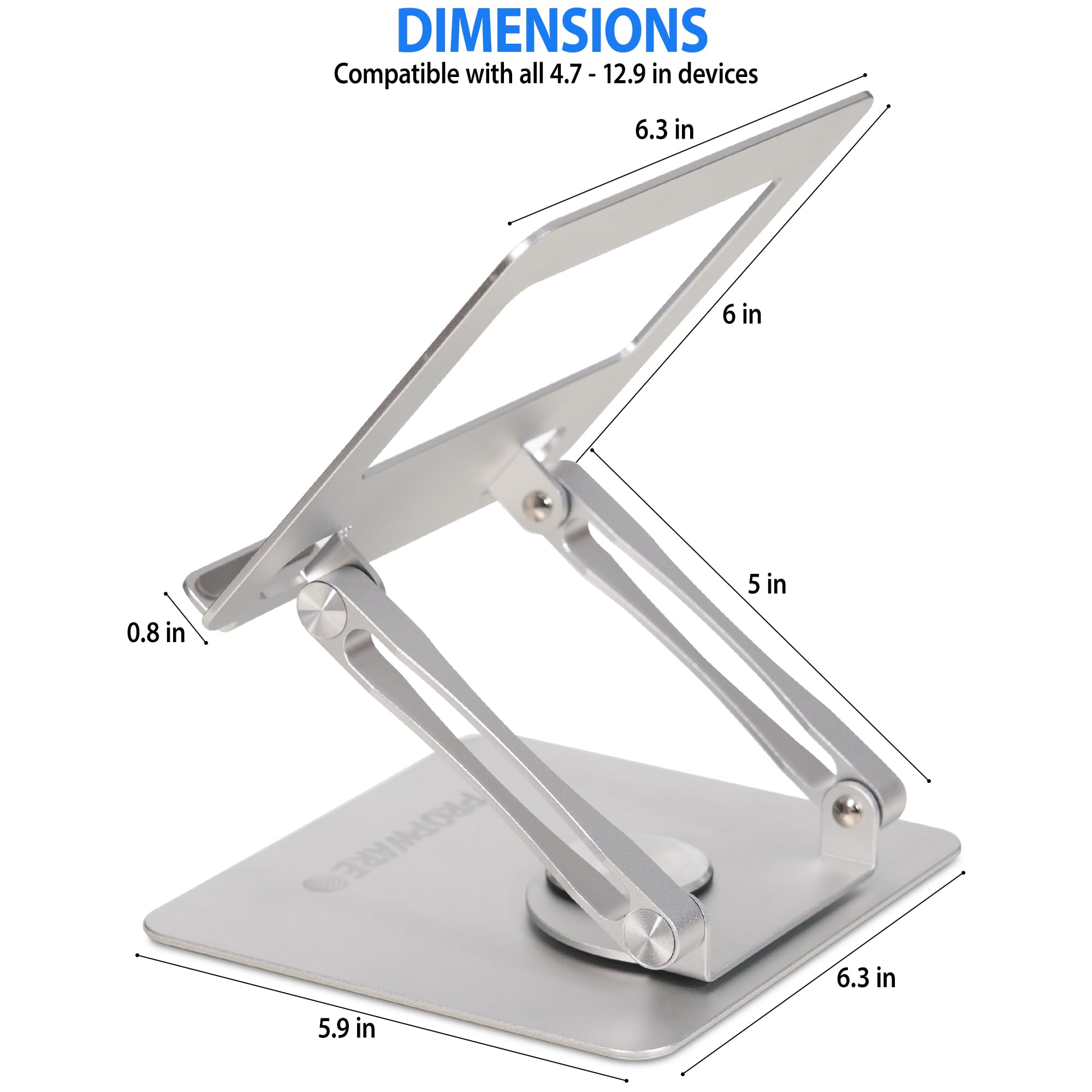 Console di gioco portatile in alluminio, per tablet, telefono, supporto fino a 15" con base girevole a 360°, regolabile ergonomicamente, pieghevole, ideale per cucina, scrivania, viaggi