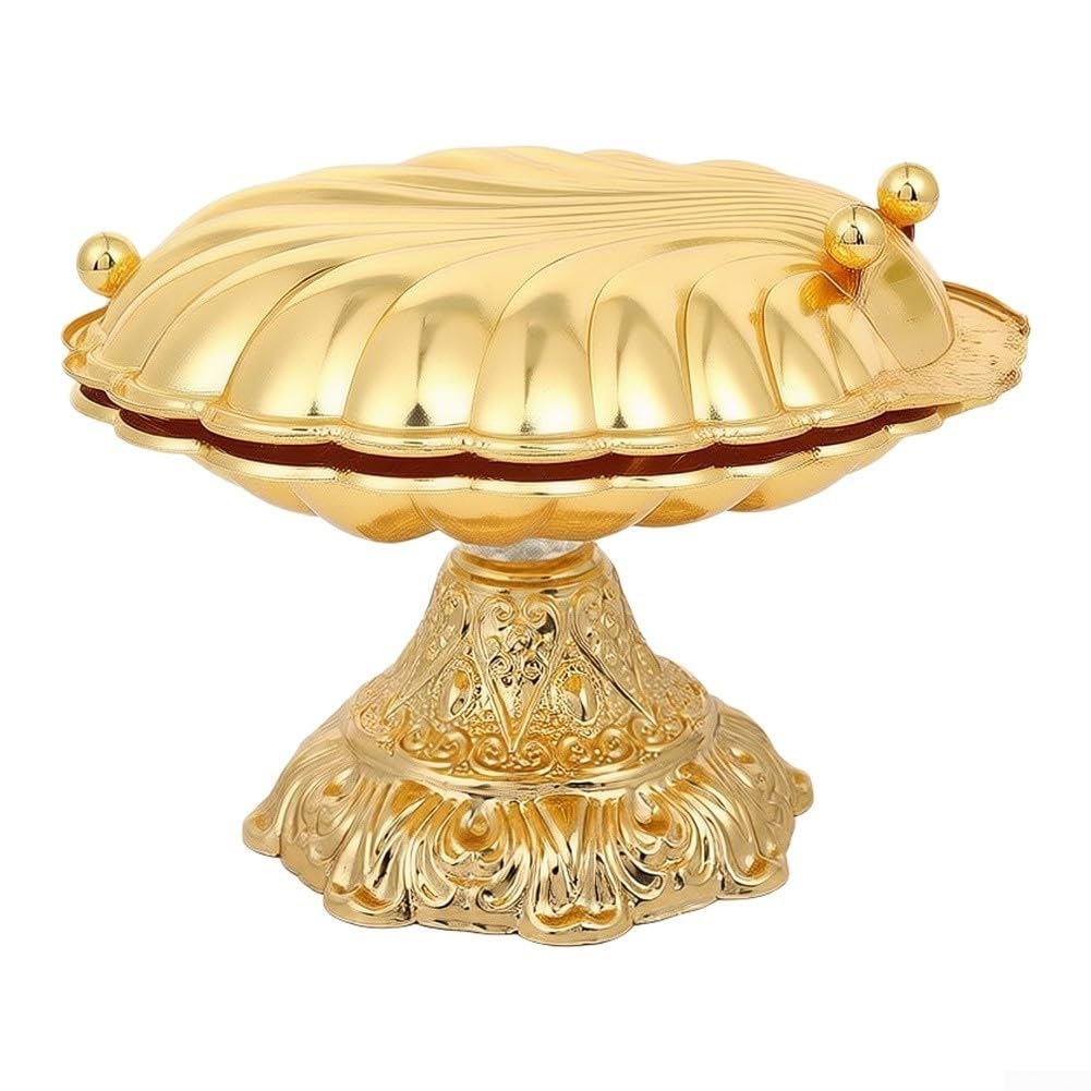 Bandeja Frutas Metal Concha Dorada 21x24cm para soporte Decorativo Hierro Para Salón para mesa Dulces Postres para fiesta Hogar para estilo Europeo