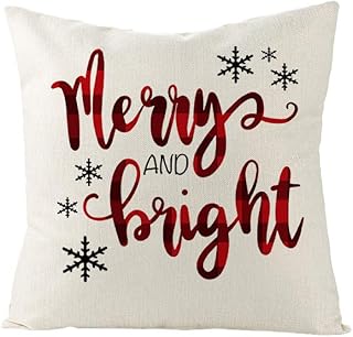 Qishi - Funda de almohada de Navidad, diseño de dibujos animados, color rojo y verde