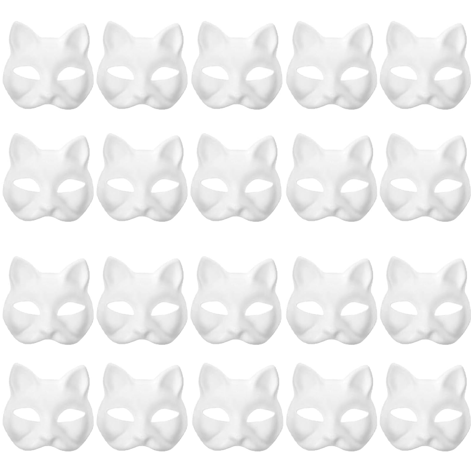 XYBHRC Cat Mask, 3PCS Therian Masks White Cat Masks Blank DIY Halloween Mask Animal Half Facemasks Masquerade Cosplay Party