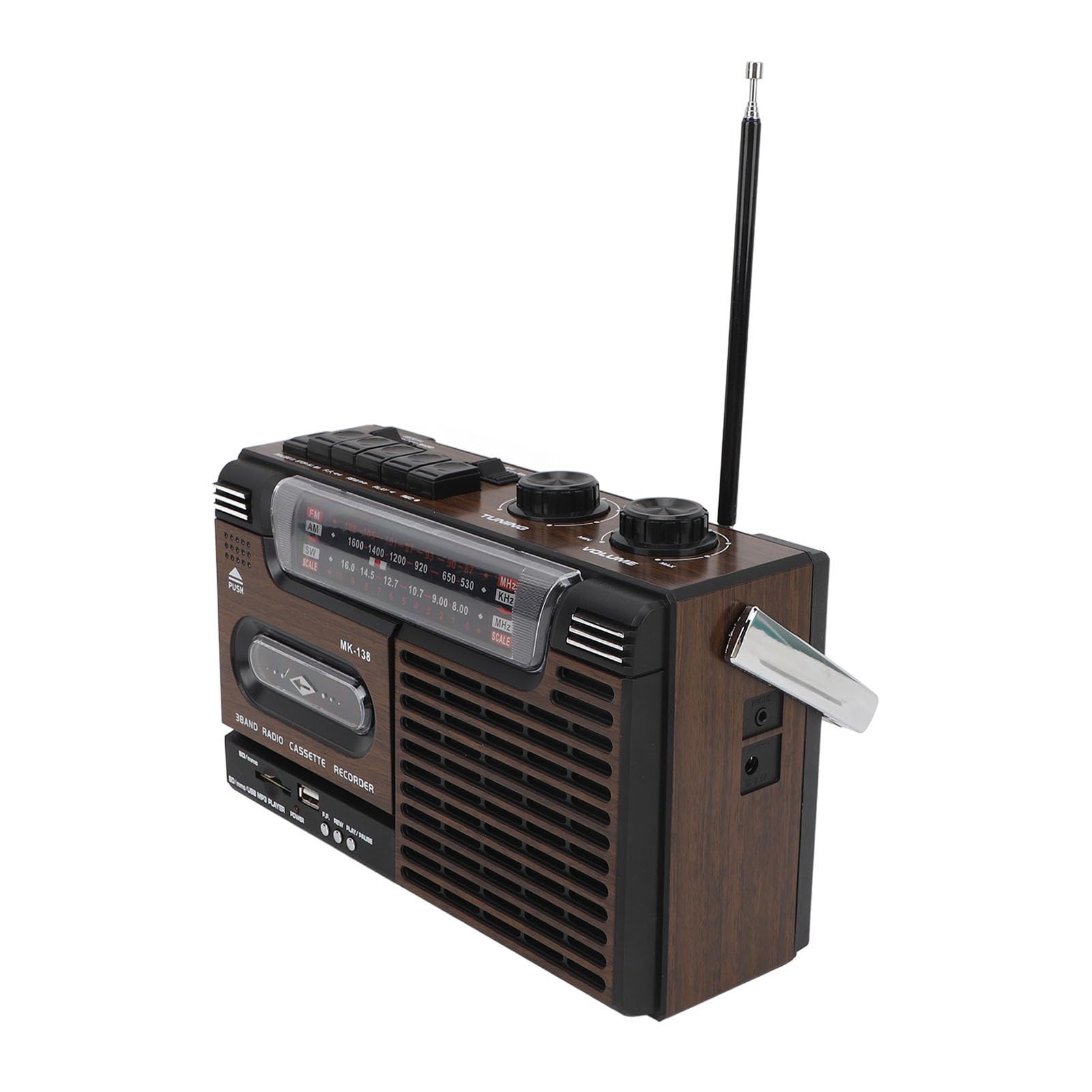 SUNGOOYUE Przenośny Odtwarzacz Kasetowy, 4-pasmowe Radio AM SW FM w Stylu Retro z Gniazdem Karty Pamięci USB i Efektem Bliskiego, do Użytku Domowego w Samochodzie (wtyczka UE) (wtyczka UE)