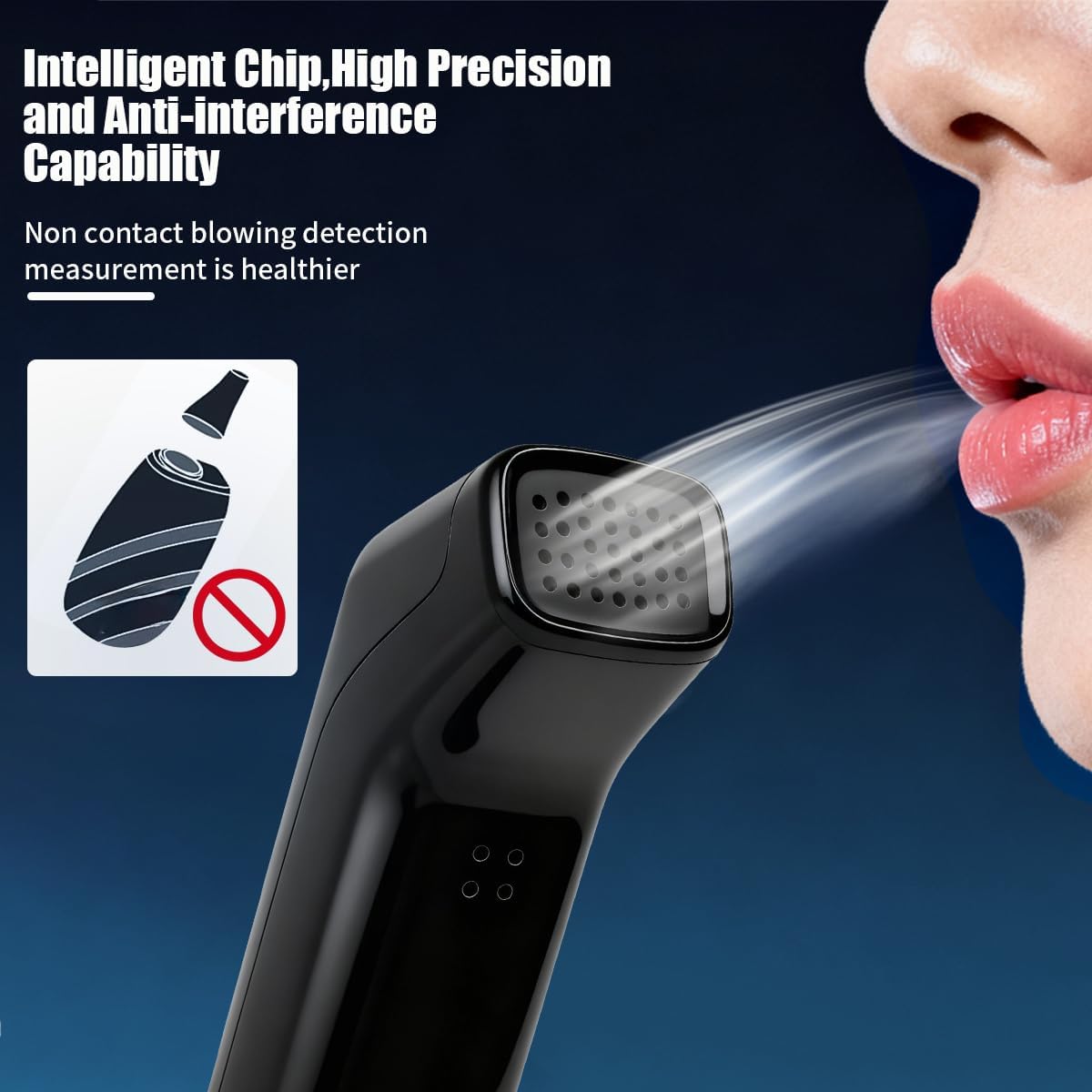 Alcohol Breathalyzer, Non-Contact High-Precision Blowing Alcohol Tester with Three Color Warning System and LCD Display, Professional Grade Breathalyzer Tester for Personal and Household Use