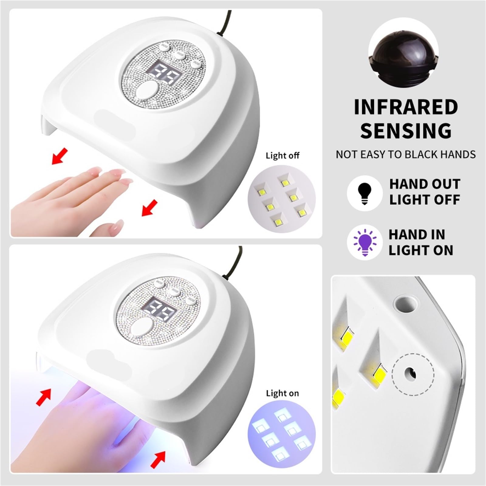 Lampa do paznokci, Zestaw 2 Lamp UV/LED Do Stylizacji Paznokci Z 24 Diodami LED, Szybkoschnąca Lampa 3 Trybami Timera, Wyświetlacz LCD, Narzędzia Żelowe,na podróż do domu(Pink)
