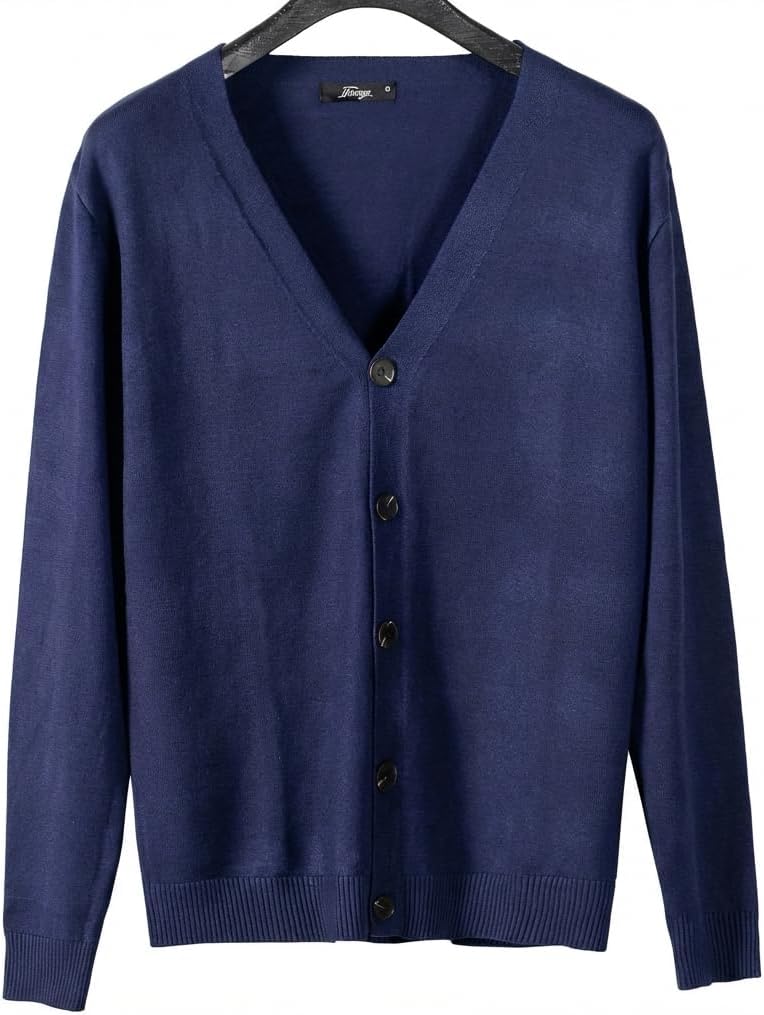 Men's Knit Cardigan Sweater- Long Sleeve V Neck Button Down Casual Cardigan-Slim Fit Soft Knitwear for Work or Daily Wear