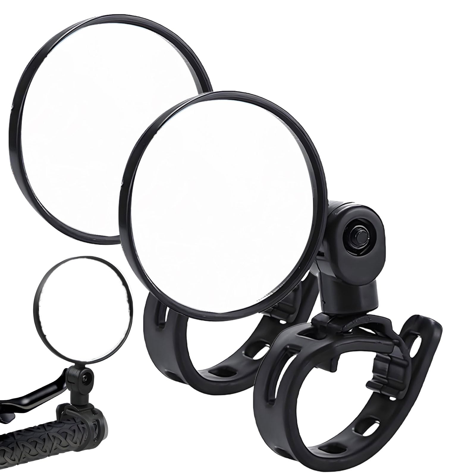 Bicycle Mirrors, Pack of 2 Rear View Mirrors for E-Bike Left, Bicycle Rear View Mirror, 360° Rotatable Bicycle Mirror, Foldable Universal for Handlebars 15-35 mm, for Bicycle, Mountain Bike, Road